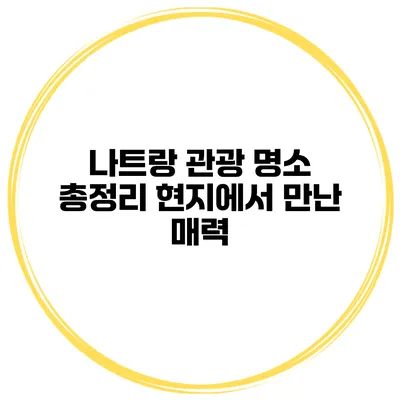 나트랑 관광 명소 총정리 현지에서 만난 매력